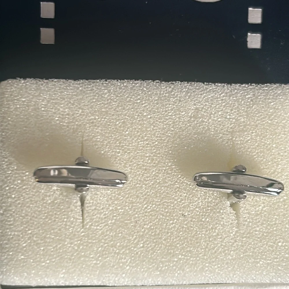 NEW Dual Monocle Monogrammed “I” Cufflinks Silver Tone in Gift Box